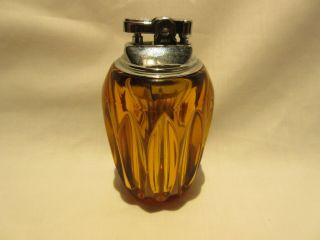 Vintage Amber Table Top Lighter Probably Viking Glass