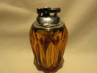 Vintage Amber Table Top Lighter Probably Viking Glass 2
