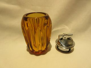 Vintage Amber Table Top Lighter Probably Viking Glass 3