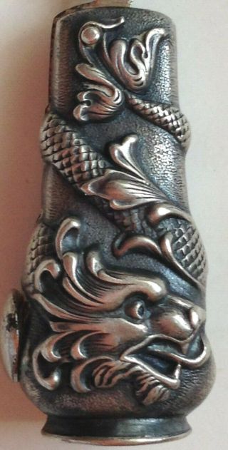 Antique Sterling Silver Cigar Cutter Fob Figural Dragon