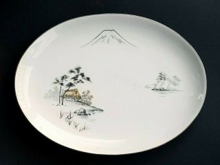 Rare 1940s Sone China Mt.  Fuji Oval Serving Platter 2215 Mid - Century Modern