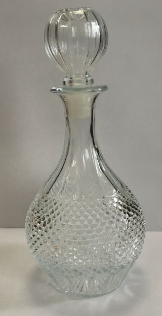 Vintage Lead Crystal Cut Glass Decanter Stopper Retro Diamond Pat