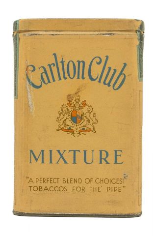 Rare 1910s " Carleton Club " Litho Hinged Pocket Tobacco Tin In Very Good Cond