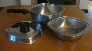Vtg West Bend Aristo - Craft Stainless Steel 3 Qt Sauce Pan,  Double Broiler & Lid