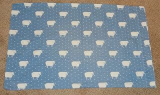 1 Vintage Soft Blue Flannel Standard Pillowcase Covered In Stars,  Sheep - 18 X 29 "