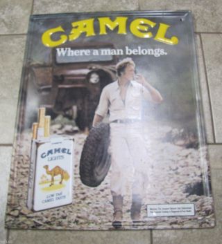 Vintage Camel Cigarettes " Where A Man Belongs " Tobacco Advertising Sign