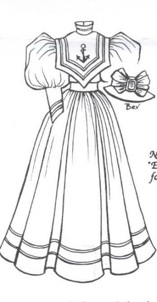 20 - 21 " Antique/modern Artist Gibson Girl Lady Doll Sailor/middy Dress Hat Pattern