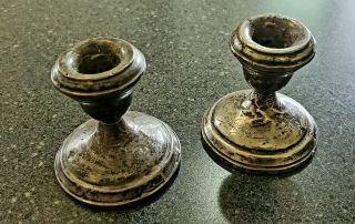 Vintage Pair (2) Sterling Silver Candle Holders Weighted Candlesticks.  925 Scrap