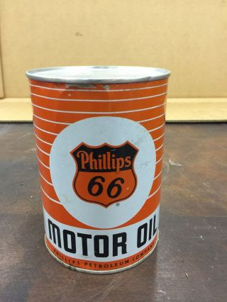 Vintage Phillips 66 Motor Oil Can Old 1 Qt.  Aluminum Oil Can Quart