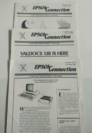 Epson Connection Newsletter 1983 - 3 Issues Volume 1 No.  1 - 3 - Qx - 10 Valdocs