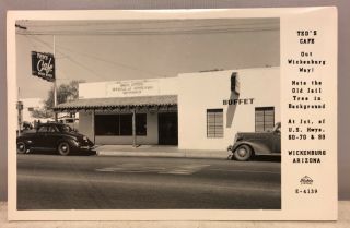 Vintage 1940’s Rppc Real Photo Postcard Ted’s Cafe Wickenburg Arizona