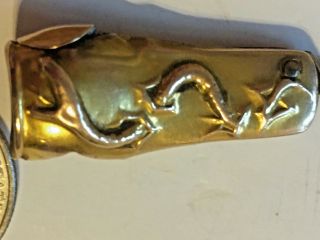 Antique Vintage Gold Metal Cigar Cutter Dragon Rare SKU 009 - 037 2