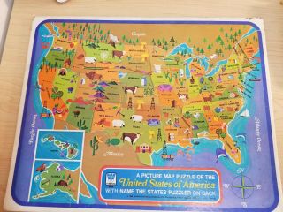 Vtg Whitman Picture Map Puzzle The United States Of America Tray Puzzle 1968