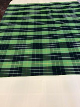 Vintage Navy Blue And Green Plaid Tablecloth 52”squ.