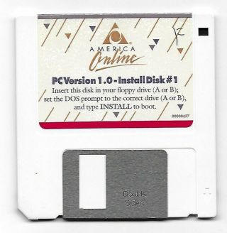 1991 Vintage 3.  5 " Aol Install Disk - Pc Version 1.  0
