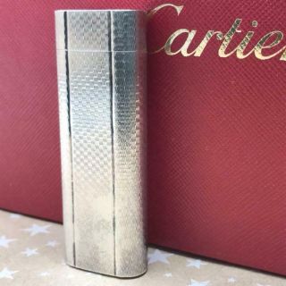 Cartier Gas Lighter Oval Silver Lighter Overhauled Good Ignition