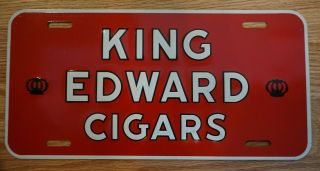 Vintage King Edwards Cigar License Plate Tag Topper Tobacco Sign -