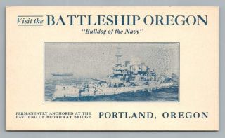 Battleship Oregon " Bulldog Of The Navy " Vintage Portland Oregon Navy Usn 1920s