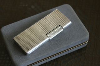 Vintage Elegant Slim Line Pocket Gas Lighter " Myon " Silver Plated - France 