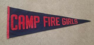 Vintage 1940s Camp Fire Girls Felt Banner Pennant Flag