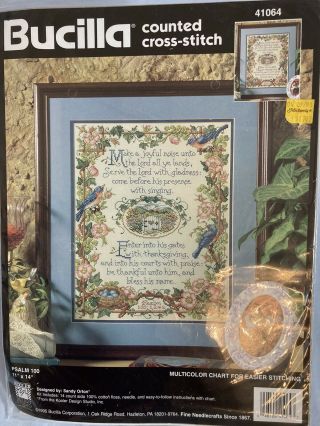 Vintage Bucilla Psalm 100 Counted Cross - Stitch Kit 1995