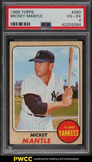 1968 Topps Mickey Mantle 280 Psa 4 Vgex