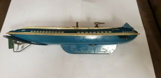 Vintage Pressed Steel Boat With Windup Motor