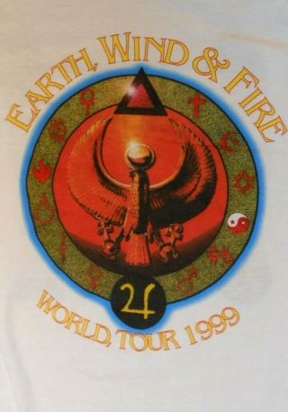 Rare Vtg Earth,  Wind & Fire Xl X - Large T - Shirt White World Tour 1999 R&b Soul