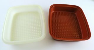 Vintage Tupperware Meat Marinade Container With Lid,  Paprika Red,  1294 - 2