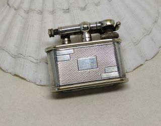 Antique Vintage Art Deco Mini Miniature Lift Arm Silver Plated Petrol Lighter