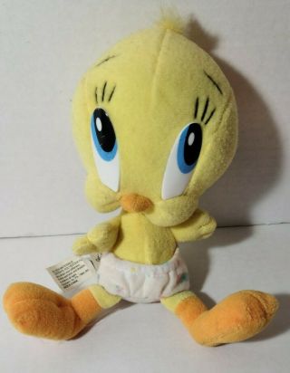 Looney Tunes Baby Tweety Bird Plush Yellow 8 " Stuffed Toy 1998 Vintage