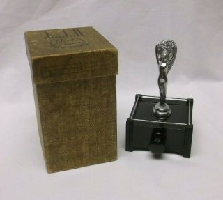 Vintage Dunhill Silent Flame Table Lighter With Rare Box Art Deco Lady