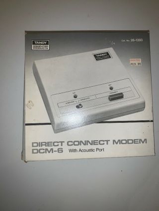 Vintage Boxed Tandy Direct Connect Modem Dcm - 6 With Acoustic Port Cat 26 - 1393