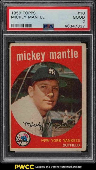 1959 Topps Mickey Mantle 10 Psa 2 Gd