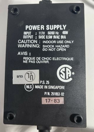 OEM Commodore 64 Power Supply P/N 251053 - 02 - 2