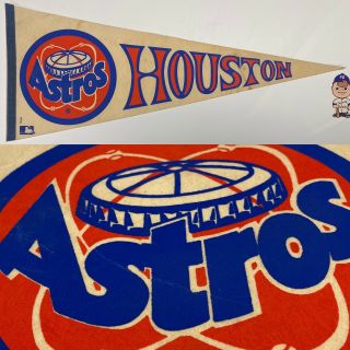 Vintage Houston Astros Baseball Pennant Texas Banner 12x29 Inch Rare