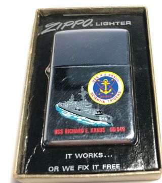 Vintage 1967 Town & Country Zippo USS Richard E Kraus DD849 NAVY Destroyer BOXED 2