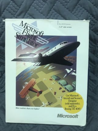 1989 Microsoft Flight Simulator 5.  25 " Floppy Disk Version 4.  0 For Dos Open Box