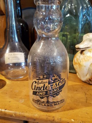 Vintage Quart Milk Bottle Baby Face Cream Top Anderson & Sons Rockland Maine