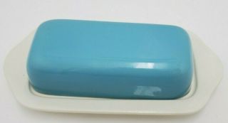 Vintage Baby Blue And White Butter Dish