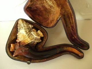 An Antique Very Large Superbly Carved German Meerschaum Pipe