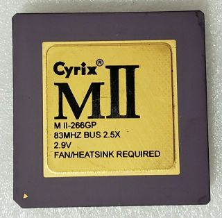 Cyrix Mii - 266gp 83mhz Bus 2.  5x 2.  9v Gold Top Cpu Processor Vintage 1997
