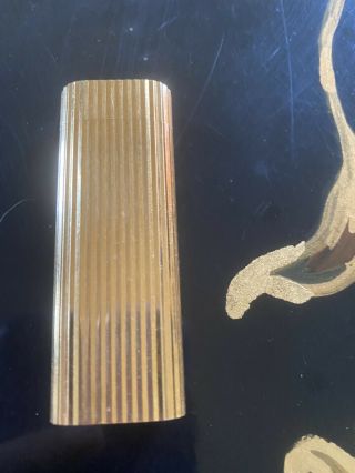 Vintage Ribbed Cartier Gold Plated Lighter