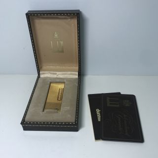 Vintage Dunhill Gold Plated Rollagas Lighter Made In Switzerland Comes W/ Case