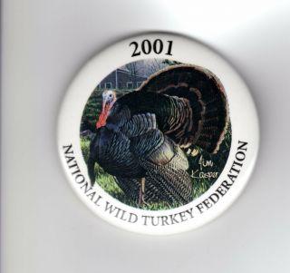 2001 Nwtf National Wild Turkey Federation Pin Badge - Michigan Deer Bear Patches