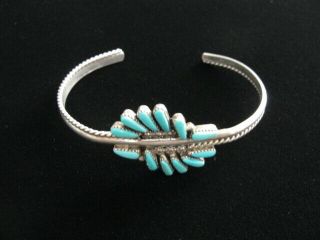 Vintage Native American Sterling Silver And Turquoise Bracelet Signed Ew