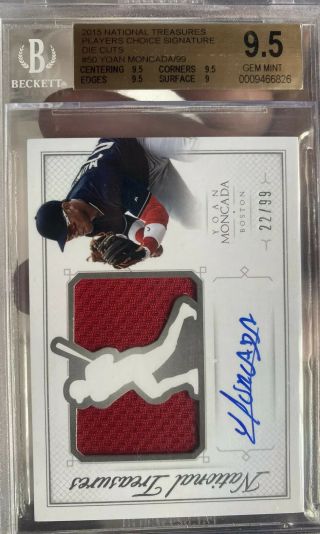 2015 National Treasures Yoan Moncada Patch/auto Bgs 9.  5/10 Redsox Jersey 22/99