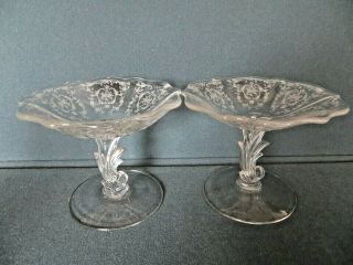 2 Two Vintage Fostoria Baroque Compote Navarre Clear Pattern 4.  5 " Tall Elegant