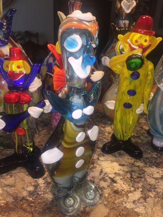 Hand Blown 12 1/2” Vintage Murano Glass Clown from 60’s or 70’s 2