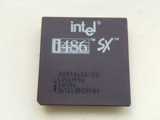 Intel A80486sx - 20,  Sx406,  Intel 486 Sx - 20,  Rare Vintage Cpu,  Gold,  Conditio